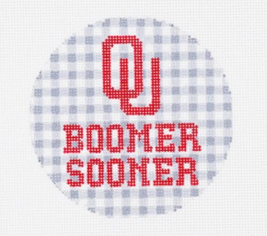 click here to view larger image of OU Gingham Round (hand painted canvases)