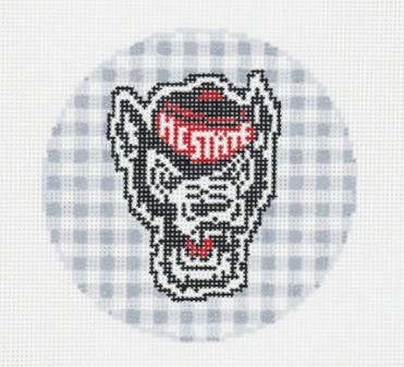 click here to view larger image of NC State Gingham Round (hand painted canvases)