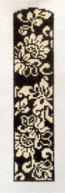 click here to view larger image of Karen's Damask Bookmark- Black/White (hand painted canvases)