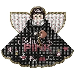 click here to view larger image of I Believe in Pink Angel w/Charms (hand painted canvases)