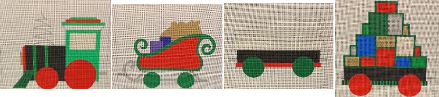 click here to view larger image of Candy Cane Express Train w/Stitch Guide (hand painted canvases)