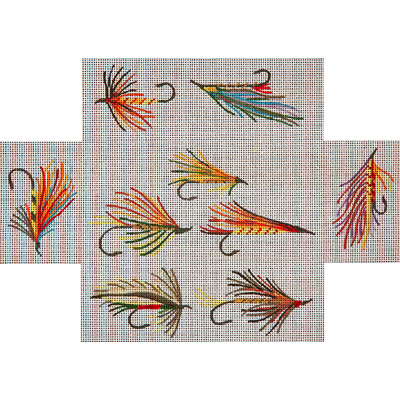 click here to view larger image of Fishing Flies Brick Cover (hand painted canvases)