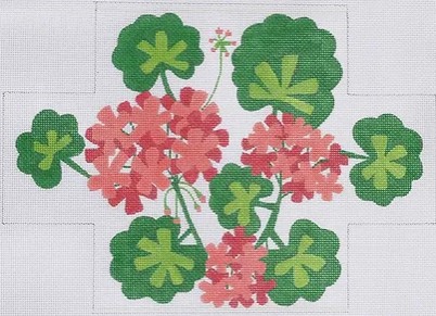 click here to view larger image of Salmon Geraniums Brick Cover  (hand painted canvases 2)