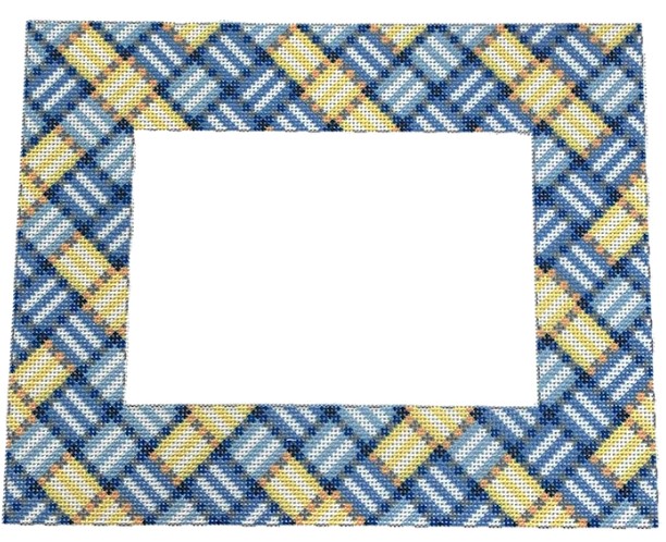 click here to view larger image of Woven Ribbon Frame/Blue (printed canvas)