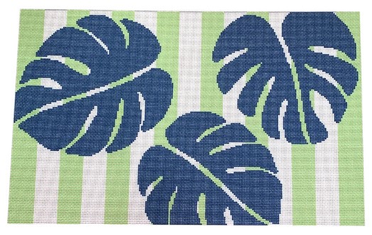 click here to view larger image of Monstera Stencil on Lime Bolster (printed canvas)