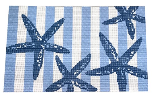 click here to view larger image of Starfish Stencil on Blue Bolster (printed canvas)
