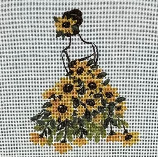 click here to view larger image of Lady w/Sunflowers - 6x5" (printed canvas)