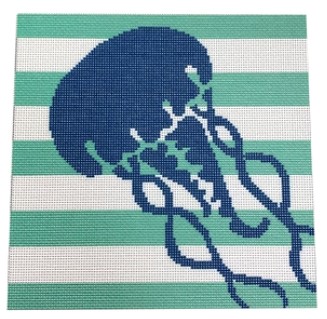click here to view larger image of Jellyfish Stencil/Aqua (printed canvas)