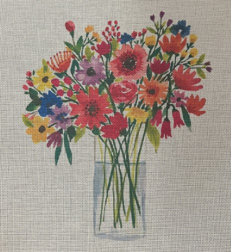 click here to view larger image of Vase w/Colorful Flowers   (printed canvas)