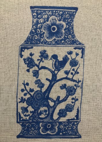 click here to view larger image of Blue Vase w/Bird and Flower (printed canvas)