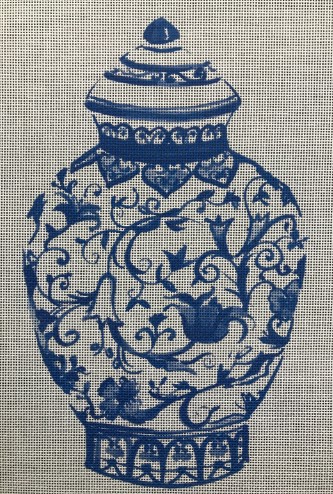 click here to view larger image of Blue Vase w/Flowers (printed canvas)