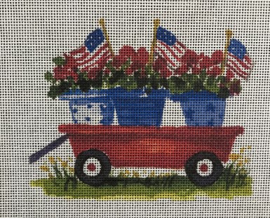 click here to view larger image of Red Wagon w/Flags (printed canvas)