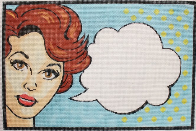 click here to view larger image of Vintage Lady w/Text Bubble (hand painted canvases)