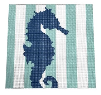 click here to view larger image of Seahorse Stencil/Aqua (printed canvas)