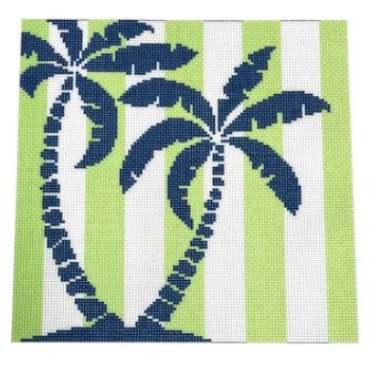click here to view larger image of Palm Tree Stencil on Lime (printed canvas)