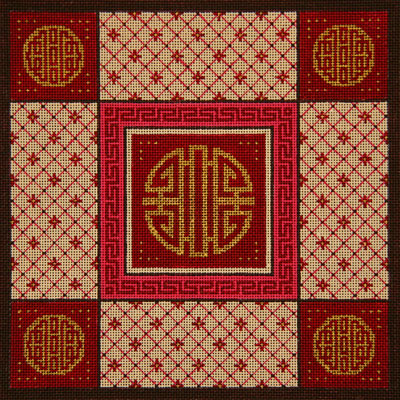click here to view larger image of Coins w/Red Oriental Borders (hand painted canvases)
