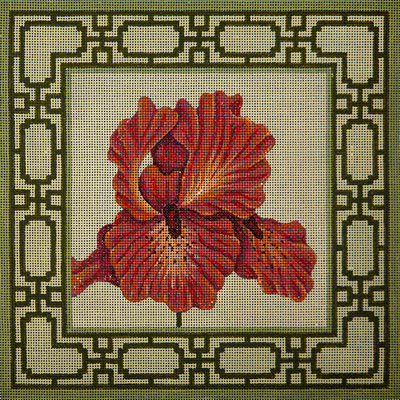 click here to view larger image of Coral Iris and Trellis (hand painted canvases)