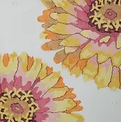 click here to view larger image of Flaming Zinnia (hand painted canvases)