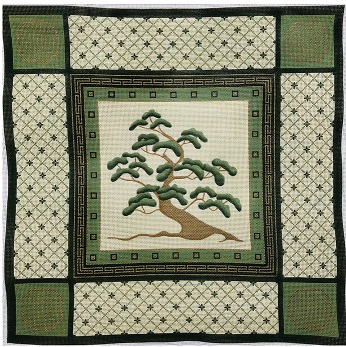 click here to view larger image of Cypress Tree w/Green Oriental  Borders (hand painted canvases)