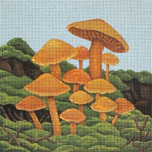 click here to view larger image of Orange Cap Mushrooms (hand painted canvases)
