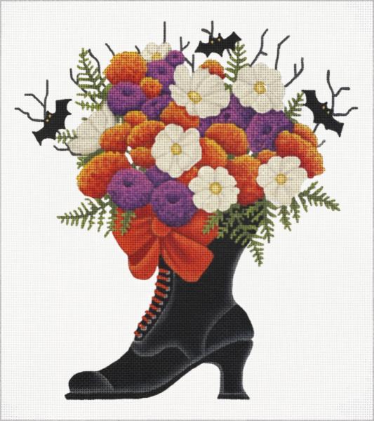 click here to view larger image of Bat Witch Boot Bouquet (hand painted canvases)