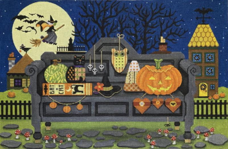 Halloween Bench hand painted canvases 