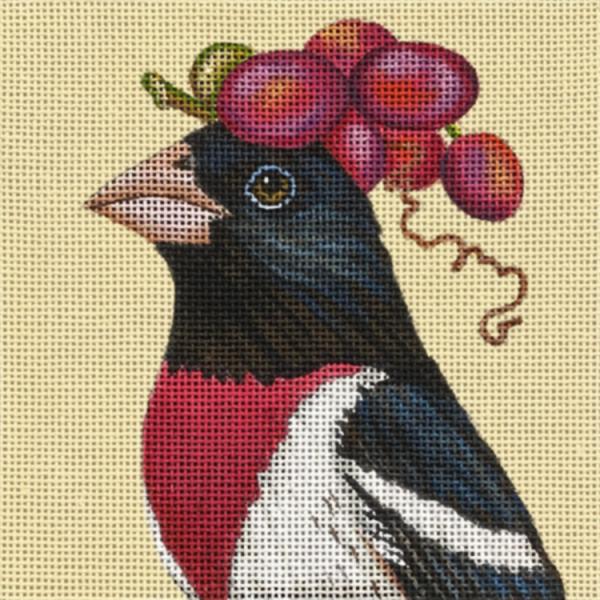 click here to view larger image of Thomas - Grosbeak w/Grapes (hand painted canvases)