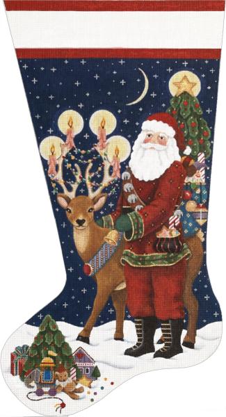click here to view larger image of Reindeer Santa Stocking (hand painted canvases)