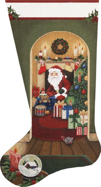 click here to view larger image of Gift Santa Stocking (hand painted canvases)