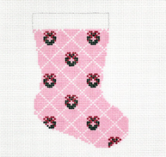 click here to view larger image of Rosy Wreath Wonder Stocking (hand painted canvases)