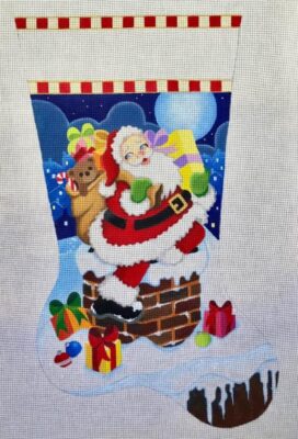 click here to view larger image of Roof Top Santa Stocking - 18M (hand painted canvases)