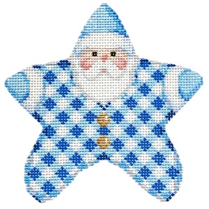 click here to view larger image of Baby Blue Gingham PJ Santa (hand painted canvases)