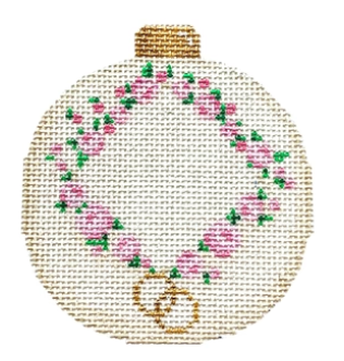 click here to view larger image of Rosebud Monogram Ball Ornament (hand painted canvases)