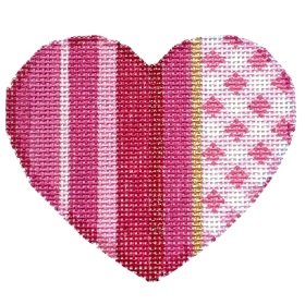 click here to view larger image of Pink Ombre/Gingham Medium Heart (hand painted canvases)