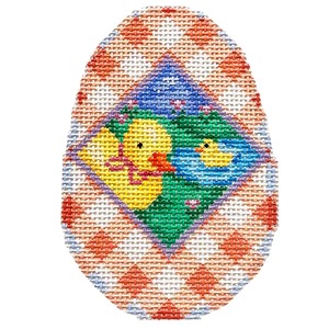 click here to view larger image of Ducks Scenic/Gingham Egg (hand painted canvases)