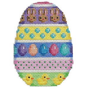 click here to view larger image of Bunnies/Eggs/Chicks Horizontal Striped Egg (hand painted canvases)