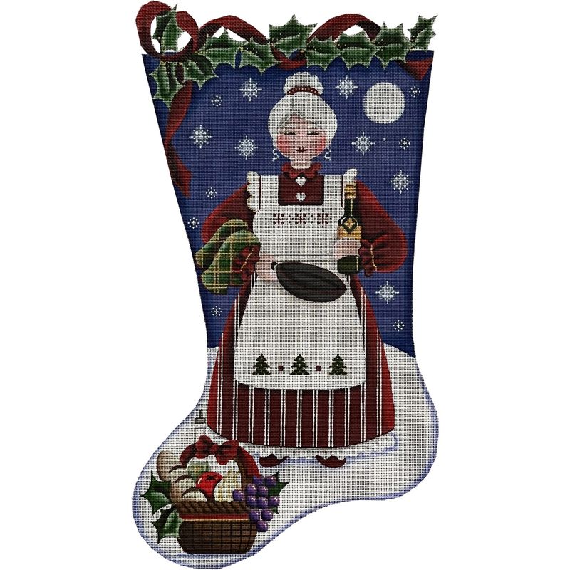 click here to view larger image of Chef Mrs Clause Stocking - 18M (hand painted canvases)