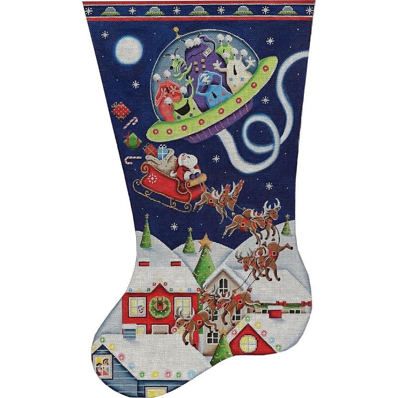 click here to view larger image of Aliens and Santa Stocking - 18M (hand painted canvases)