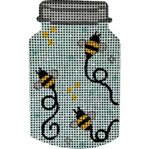 click here to view larger image of Bees in Mason Jar (hand painted canvases)