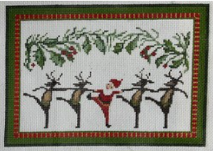 click here to view larger image of Dancing Santa and Reindeer (hand painted canvases)