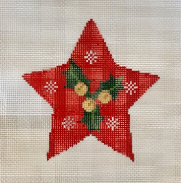 click here to view larger image of Star w/Holly and Bells (hand painted canvases)