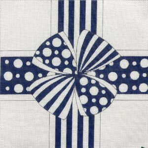 click here to view larger image of Navy and White Bow (hand painted canvases)