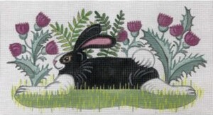 click here to view larger image of Rabbit in Purple Thistle (hand painted canvases)