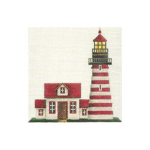 click here to view larger image of Banded Lighthouse (hand painted canvases)