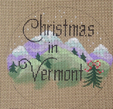 click here to view larger image of Christmas in Vermont Ornament (hand painted canvases)