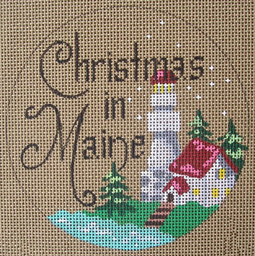 click here to view larger image of Christmas in Maine Ornament (hand painted canvases)