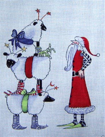 click here to view larger image of Christmas Sheep Stack (hand painted canvases)
