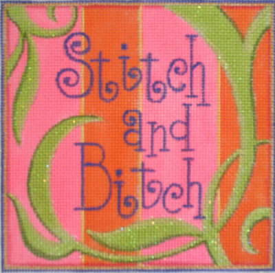 click here to view larger image of Stitch and Bitch (hand painted canvases)