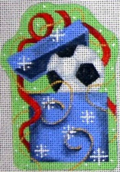 click here to view larger image of Soccer in Present Ornament (hand painted canvases)