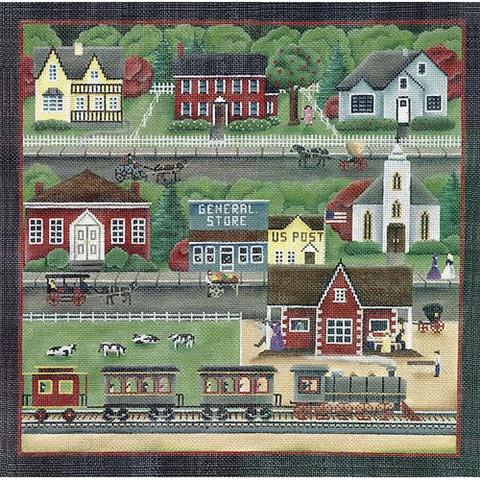 click here to view larger image of Train Station Village  (hand painted canvases)